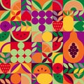 Vintage retro fruit abstract vector seamless pattern.