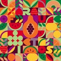 Vintage retro fruit abstract vector seamless pattern.