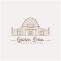 Vintage Retro Golden Wood Barn Farm Minimalist Logo design with line art style