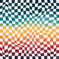 Vintage retro gradient warped checkerboard seamless pattern background