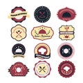 Vintage retro grunge coffee and restaurant labels, badges and icons Royalty Free Stock Photo