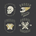 Vintage Retro Grunge logo Motorcycle Machine Garage