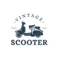 Vintage retro grungy scooter logo design, scooter shirt vector Royalty Free Stock Photo