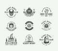 Vintage retro halloween logos, emblems, badges, labels, marks and patches Royalty Free Stock Photo