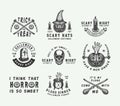 Vintage retro halloween logos, emblems, badges, labels, marks, patches. Vector Art. Monochrome Graphic Art. Royalty Free Stock Photo