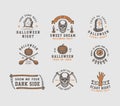 Vintage retro halloween logos, emblems, badges, labels, marks, patches. Vector Art. Monochrome Graphic Art. Royalty Free Stock Photo