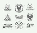 Vintage retro halloween logos, emblems, badges, labels, marks, patches. Vector Art. Monochrome Graphic Art. Royalty Free Stock Photo