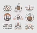 Vintage retro halloween logos, emblems, labels and marks