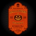 Vintage Retro Halloween Party Invitation Label