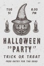 Vintage retro halloween scary poster with skull Royalty Free Stock Photo