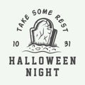 Vintage retro Halloween logo, emblem, badge, label, mark