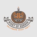 Vintage retro halloween logo, emblem, badge, label, mark