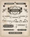 Vintage retro hand drawn banner set