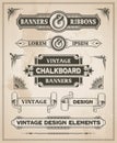 Vintage retro hand drawn banner set Royalty Free Stock Photo