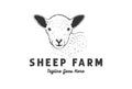 Vintage Retro Hand Drawn Sketch Lamb Sheep Head Face Logo Design Vector Royalty Free Stock Photo