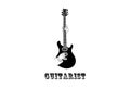 Vintage Retro Hand Guitar for Guitarist Rock Music Show Concert Festival Logo Design Royalty Free Stock Photo