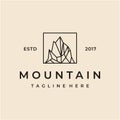 Vintage retro hipster Iceberg, mountain peak logo geometric line outline / line art logo design