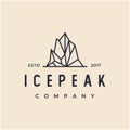 Vintage retro hipster Iceberg, mountain peak logo geometric line outline / line art logo design