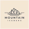 Vintage retro hipster Iceberg, mountain peak logo geometric line outline / line art logo design