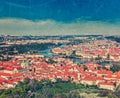 View of Charles Bridge over Vltava river and Old city from Petri Royalty Free Stock Photo