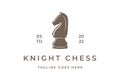 Vintage Retro Horse Stallion Knight Chess Game Sport Logo Design Vector