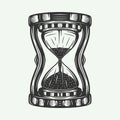 Vintage retro hourglass watches. Can be used like emblem, logo, badge, label. mark, poster or print. Monochrome Graphic Art.