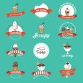Vintage Retro Ice Cream Badges And Labels. Royalty Free Stock Photo