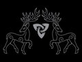 Vintage retro illustration. Deer drawn in the ancient Celtic Scandinavian style