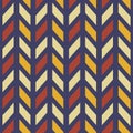 Vintage retro style geometric chevron zigzag seamless pattern in red, yellow, navy color for wrapping, fabric, background Royalty Free Stock Photo