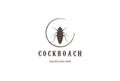 Vintage Retro Insect Cockroach Silhouette with Circular Logo Design
