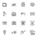 Vintage and Retro items line icons set Royalty Free Stock Photo