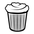 Vintage retro laundry bucket. Can be used like emblem, logo, badge, label. mark, poster or print. Monochrome Graphic Art. Vector