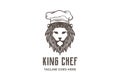 Vintage Retro Lion King Head Face With Chef Hat For Restaurant Cook Food Logo Design Vector