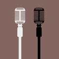 Vintage retro microphone mockup with front view. Isolated Flat vector illustration.