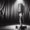 vintage microphone on stage under spotlights Royalty Free Stock Photo