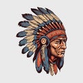 Vintage retro mnimial modern apache chief native american tribe character person. Can be used for logo, emblem or graphic design.