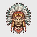 Vintage retro mnimial modern apache chief native american tribe character person. Can be used for logo, emblem or graphic design.