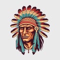 Vintage retro mnimial modern apache chief native american tribe character person. Can be used for logo, emblem or graphic design.