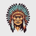 Vintage retro mnimial modern apache chief native american tribe character person. Can be used for logo, emblem or graphic design.