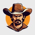 Vintage retro mnimial modern cowboy western character person. Can be used for logo, emblem or graphic design. Graphic Art. Vector