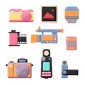 Vintage retro and modern photo camera icon set Royalty Free Stock Photo