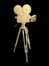 Vintage retro movie camera tripod mount isolated on white high quality rendering Royalty Free Stock Photo