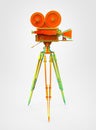 Vintage retro movie camera tripod mount isolated on white high quality rendering Royalty Free Stock Photo