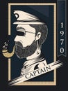 Vintage retro Nautical Voyager Sailor Captain label design