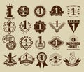 Vintage Retro The Number One # 1 Seals and Badges Collection Royalty Free Stock Photo