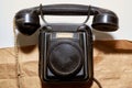 vintage old dial phone with wired handset Royalty Free Stock Photo