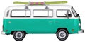 Vintage, Retro, Old-fashioned German Hippie mini camper bus van VW T2 isolated on white transparent background PNG side green Royalty Free Stock Photo