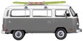 Vintage, Retro, Old-fashioned German Hippie mini camper bus van VW T2 isolated on white transparent background PNG side grey Royalty Free Stock Photo