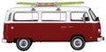 Vintage, Retro, Old-fashioned German Hippie mini camper bus van VW T2 isolated on white transparent background PNG side red Royalty Free Stock Photo