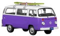 Vintage, Retro, Old-fashioned German Hippie mini camper bus van VW T2 isolated on white transparent background PNG purple